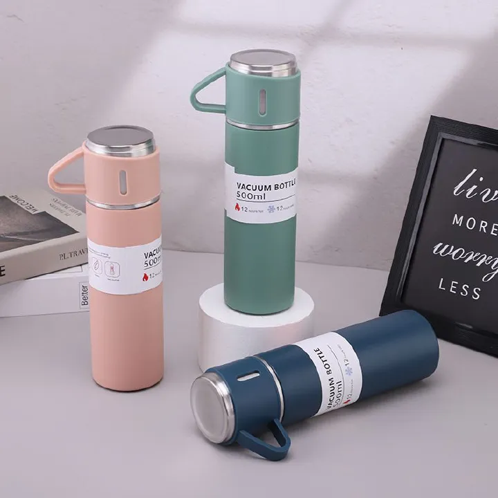 304 stainless steel insulated cup tea cup, one cup with three lids, business gift box set, outdoor water cup