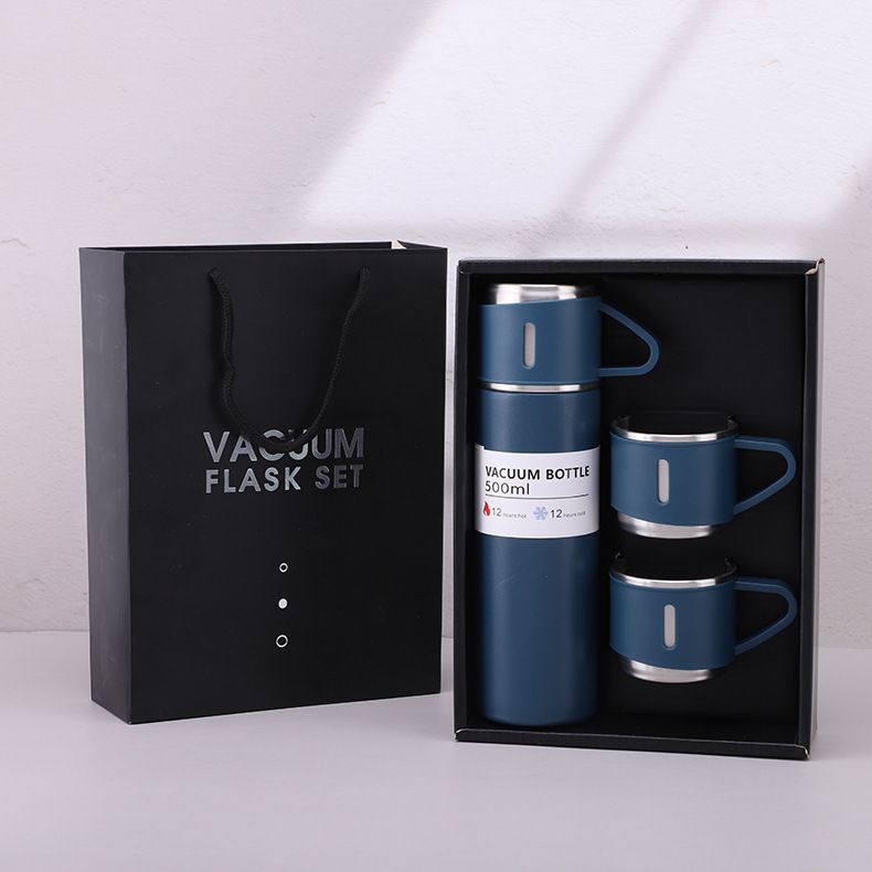 304 stainless steel insulated cup tea cup, one cup with three lids, business gift box set, outdoor water cup