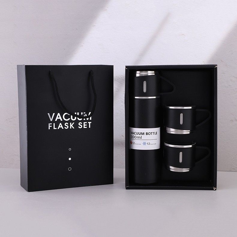 304 stainless steel insulated cup tea cup, one cup with three lids, business gift box set, outdoor water cup