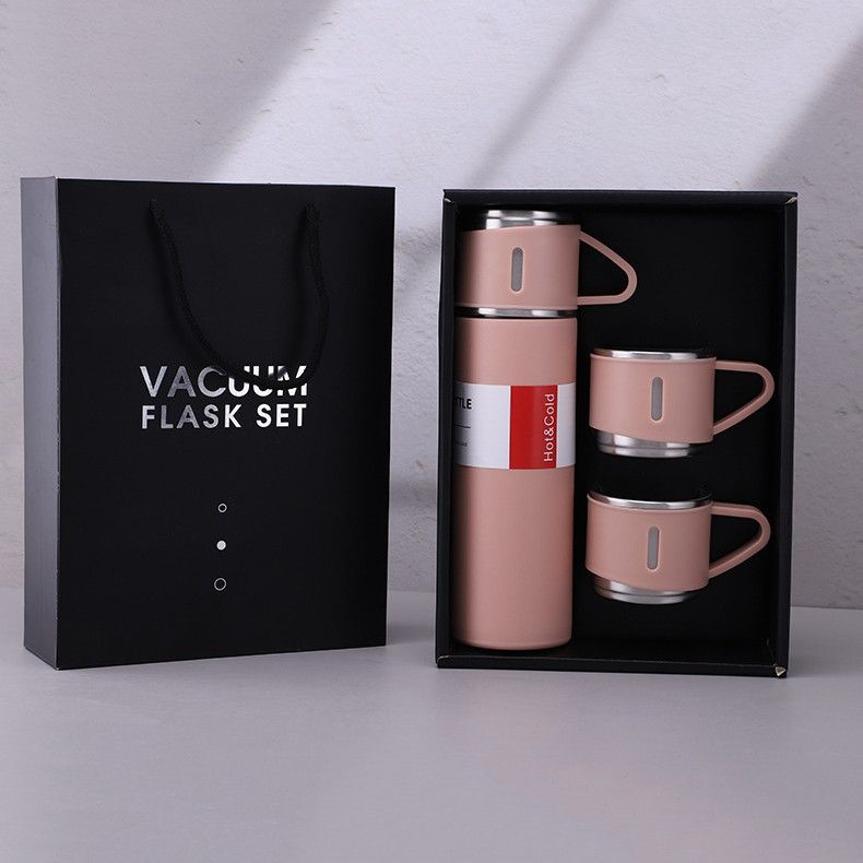 304 stainless steel insulated cup tea cup, one cup with three lids, business gift box set, outdoor water cup