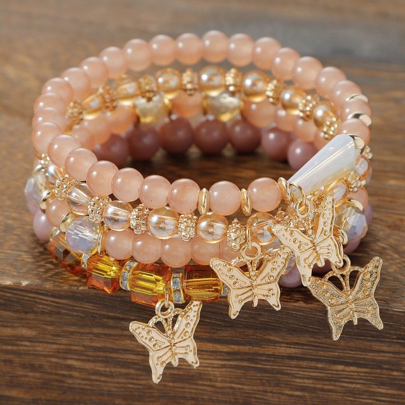 New Creative Women's Jewelry Butterfly Crystal Multi layer Beaded Fashion Bracelet
