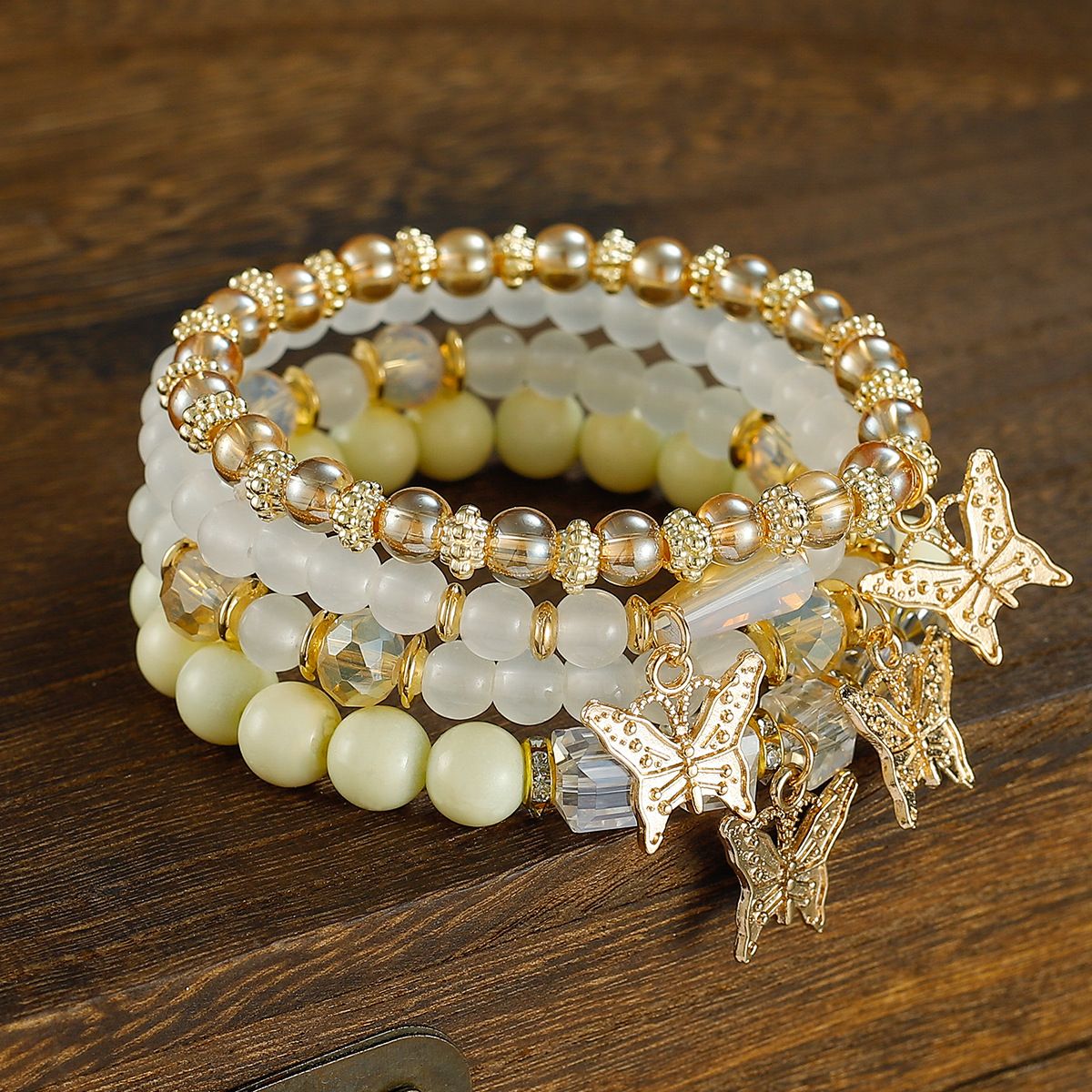 New Creative Women's Jewelry Butterfly Crystal Multi layer Beaded Fashion Bracelet