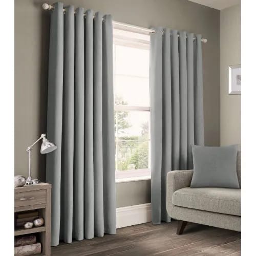GREY CURTAINS 2Pcs (1.5m Each) With 2M WHITE SHEER For Living Room Window And Door