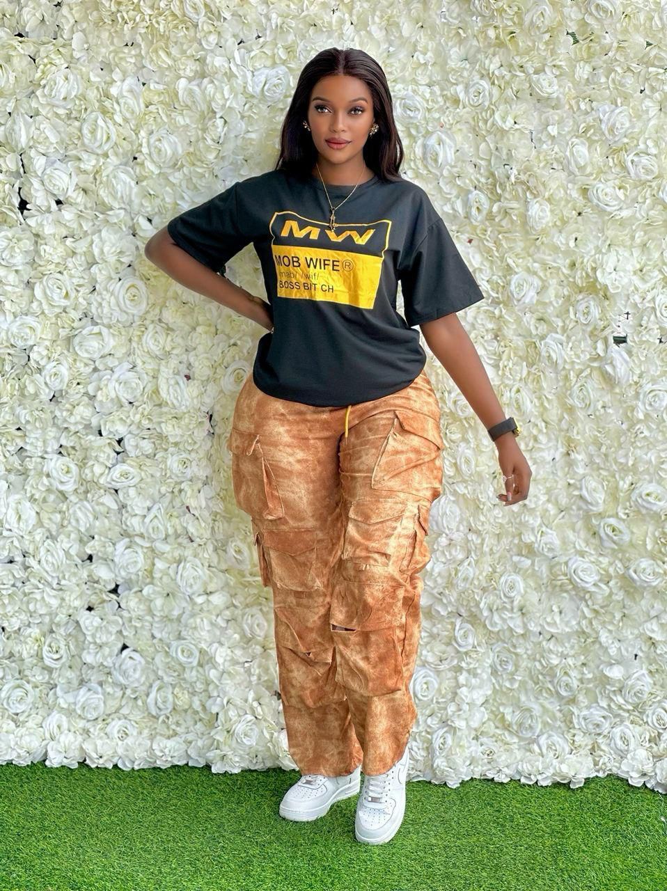 Women Two Piece Set Black top Short Slevees High Waist Pants Trousers Elegant Classic Ladies Wear