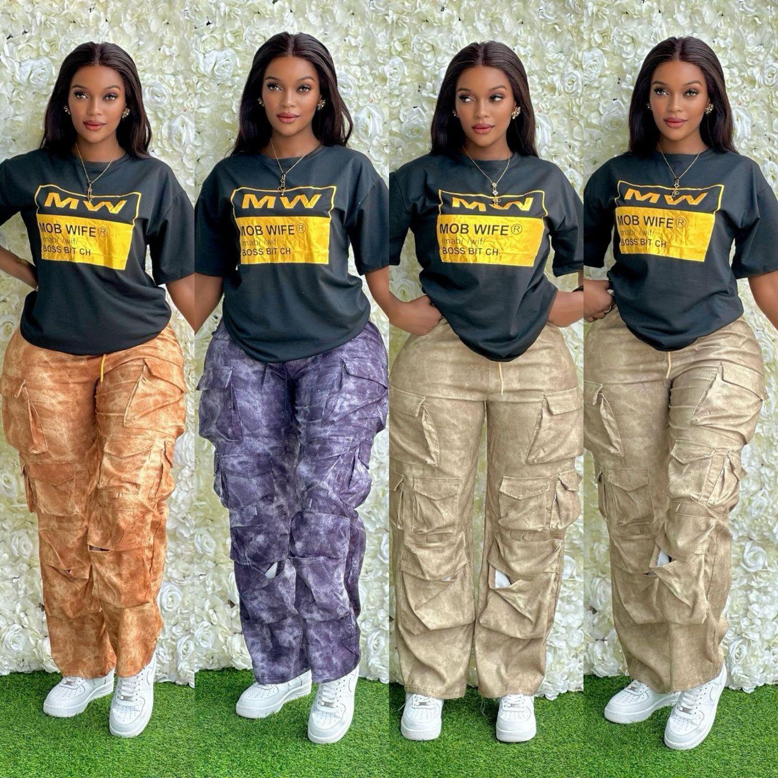 Women Two Piece Set Black top Short Slevees High Waist Pants Trousers Elegant Classic Ladies Wear