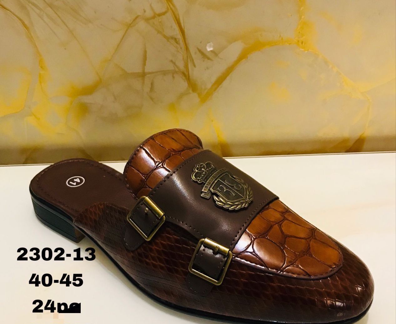 Billionaire Italian Couture Half Shoes Fashion For Men With a golden metal Decoration