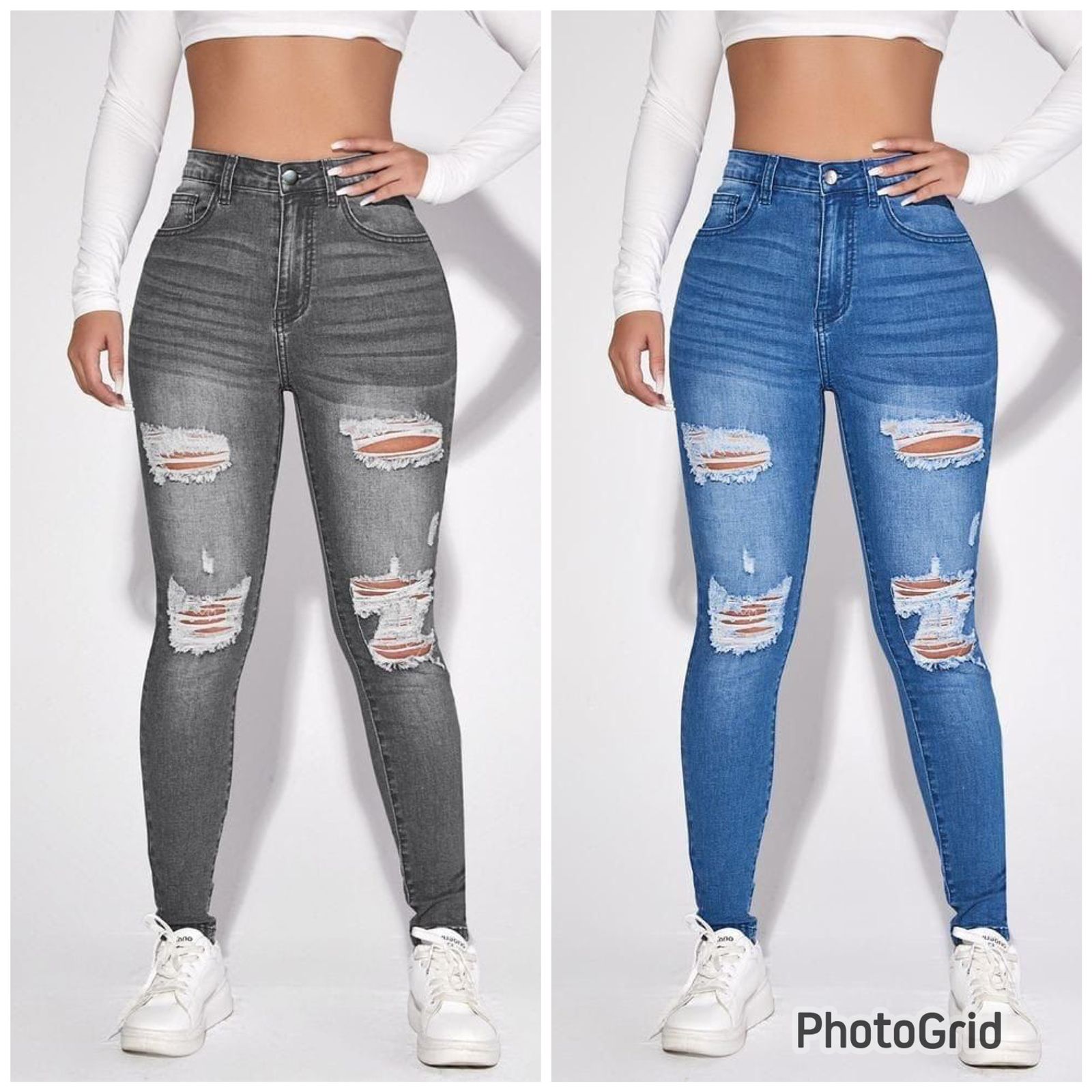 Ladies Rugged Jeans Trousers -Casual Wear This High waist jeans is big fitting,has a great stretch & is comfortable to wear.It defines your Waistline and give your body some Nice curves