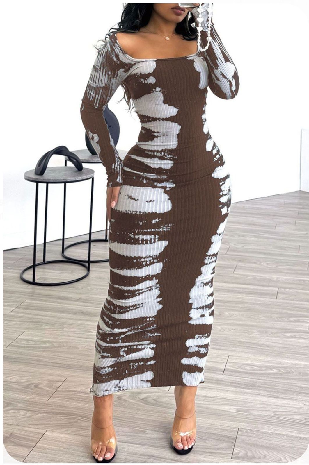 Women Sexy Body con Dress Long Sleeve Maxi Dresses Slim Body Con Office Lady Party & Banquet Dress
