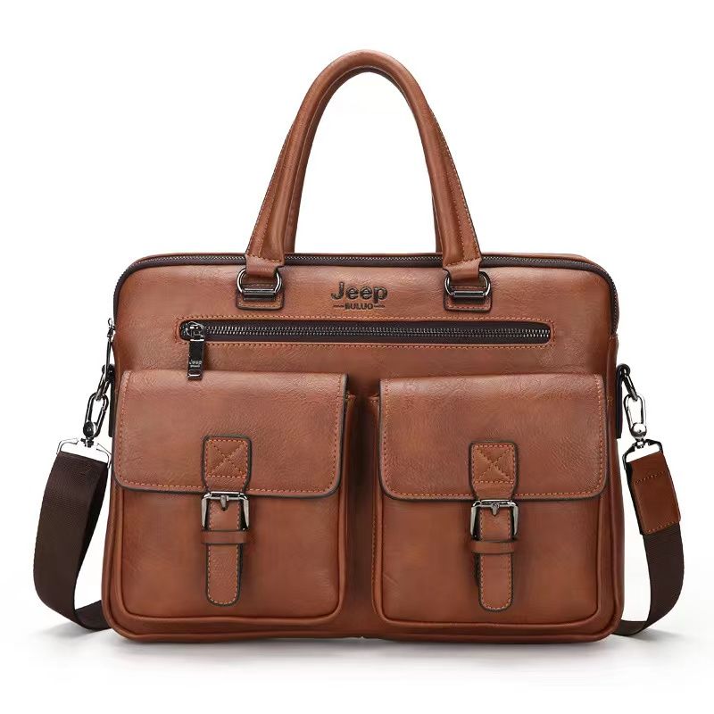 Briefcase Bags Men Leather Handbag Laptop Bag Portable Business Messenger Bag Luxury Shoulder Bag