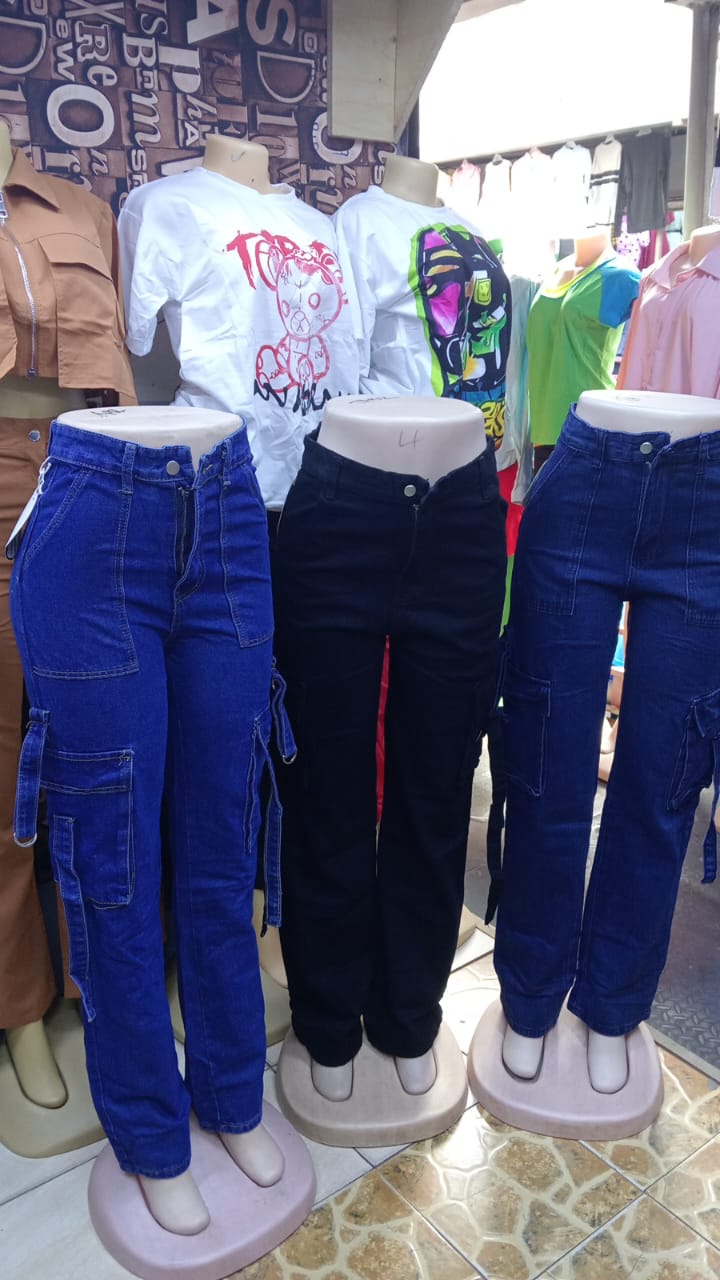 High Quality Denim Cargo Pants/mummy Jeans Women's Wide Leg Casual Pants With Eight Pockets,High Waisted Cargo Pants,Combat Military Trouser