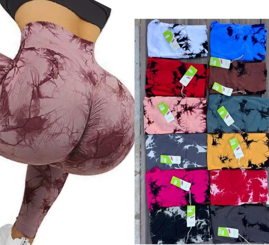 GYM TIE DYE PRINT TIGHTS Scrunch Butt Seamless Fitness Leggings Multi-use Comfortable Wear Breathable Ladies Women Trendy Sporty Look GYM FIT Gym Workout Clothes