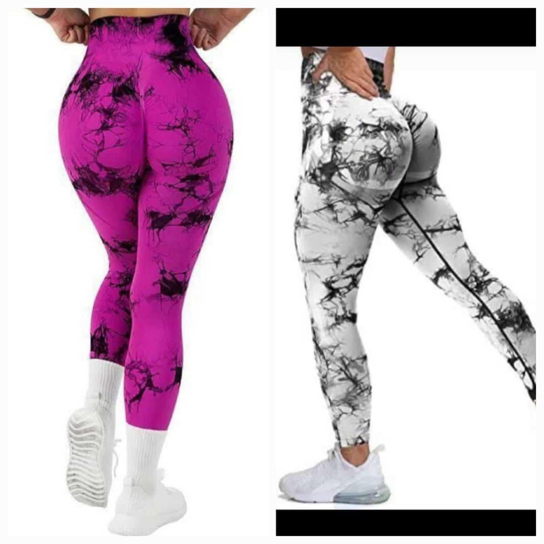 GYM TIE DYE PRINT TIGHTS Scrunch Butt Seamless Fitness Leggings Multi-use Comfortable Wear Breathable Ladies Women Trendy Sporty Look GYM FIT Gym Workout Clothes