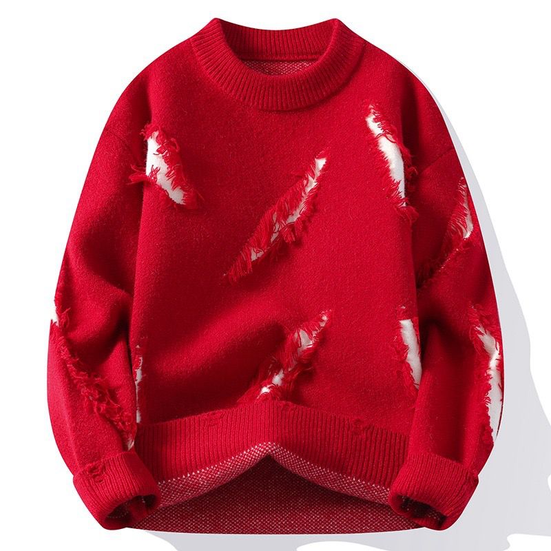 Sweaters & Cardigans Autumn And Winter Large Size Men's Sweater Pullover Long Sleeves Fashion Simple Personality All Urban Neck round  Neck Men's Knitwear