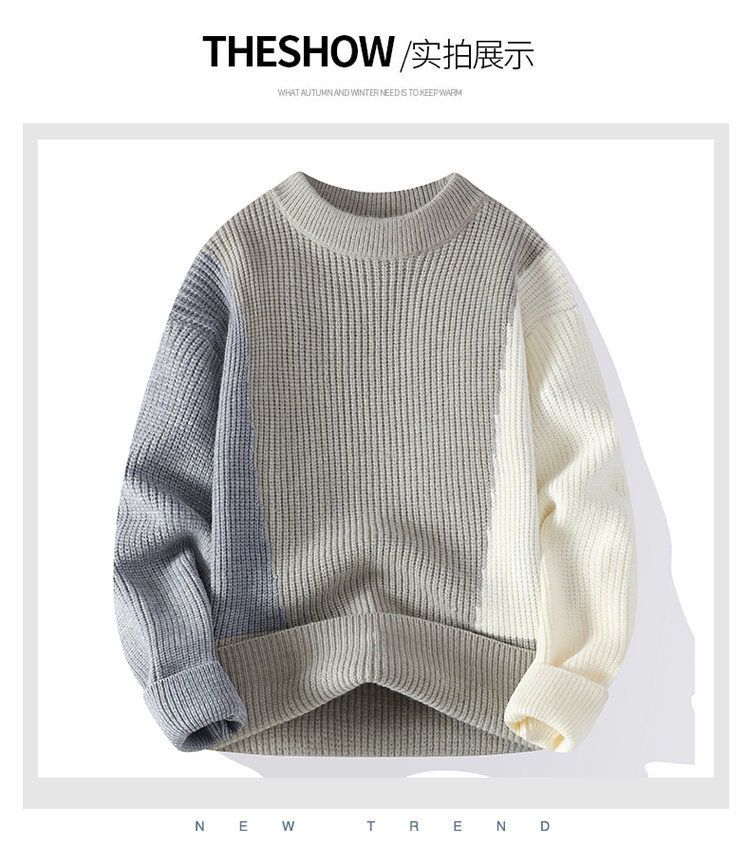 Sweaters & Cardigans Autumn And Winter Large Size Men's Sweater Pullover Long Sleeves Fashion Simple Personality All Urban Neck round  Neck Men's Knitwear