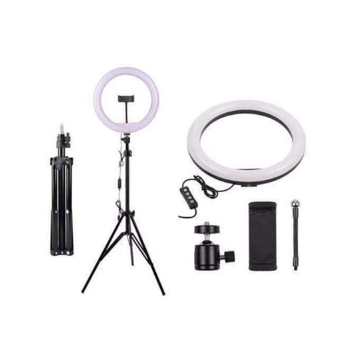 12 Inch Ring Light with Tripod Stand - Dimmable Beauty Ringlight for Selfie Live Stream/Makeup/Youtube/Tiktok Video Black L 2m 50W