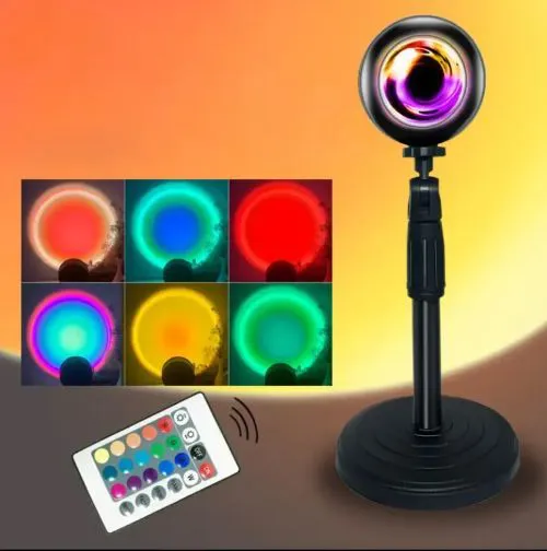 Remote Control Sunset Lamp Projector RGB Sunset Lamp 16 Colors USB LED Sunset Light For Live-Stream/Photography