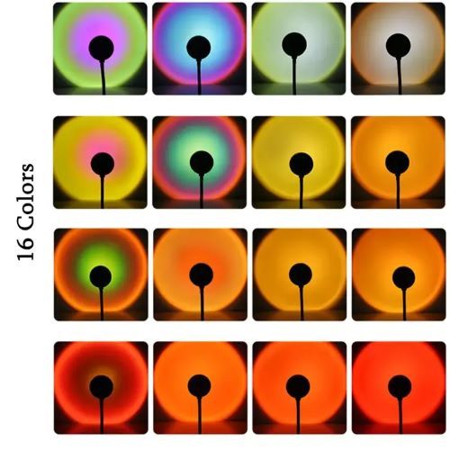 Remote Control Sunset Lamp Projector RGB Sunset Lamp 16 Colors USB LED Sunset Light For Live-Stream/Photography