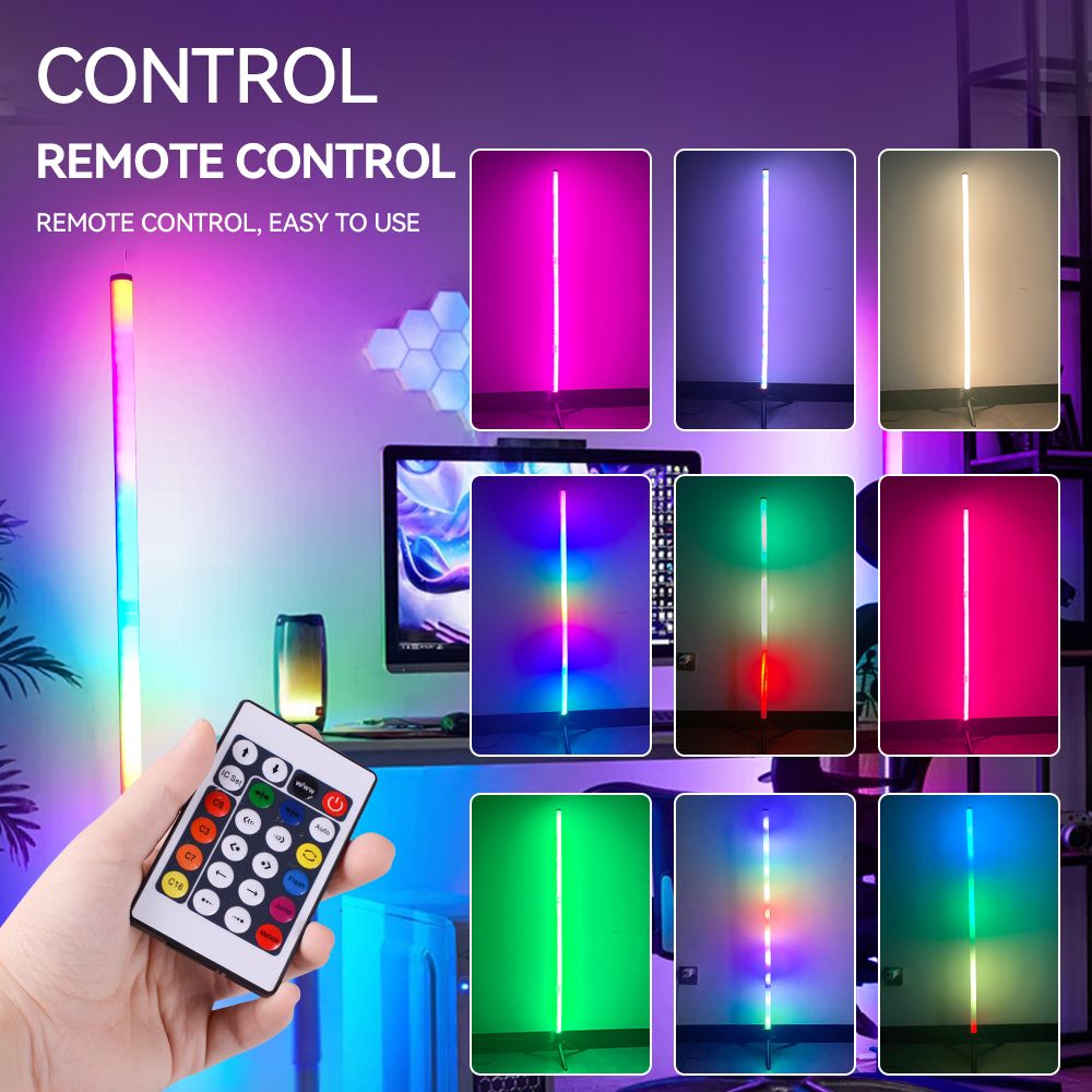 Smart RGB Floor Lamp with Dimmable LED Corner Lamp, Perfect for Living Rooms, Bedrooms, and Modern Home Entertainment Spaces