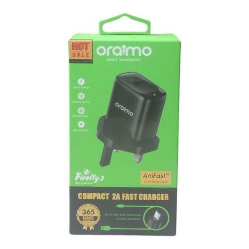Oraiimo firefly 3 compact 2A Fast Charging Android Charger Smart Phones LG Samsung Tecno Infinix iphone