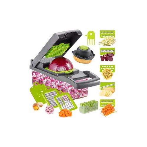 Vegetable Chopper Slicer 16-in-1 with Spice Chopper Set 7 Blades Veggie Dicer Onion Fruit Cutter