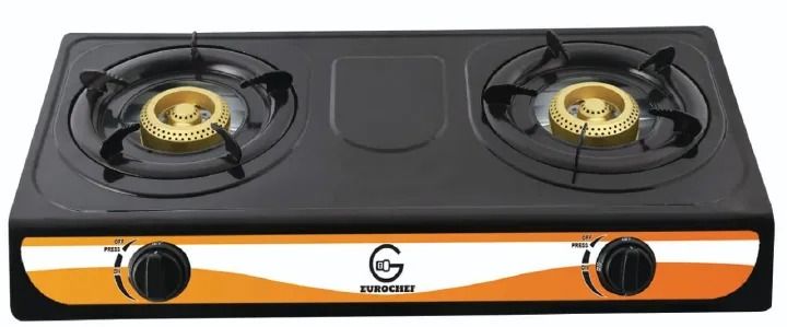 Eurochef G-002B 2 Burner Stainless Steel Table Top Gas Cooker, Black