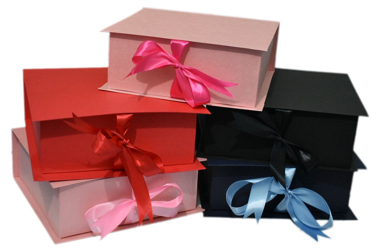 Elegant 9x9x3.5 Inch Gift Box with Shredded Paper & Permanent Ribbon - Flip to Open