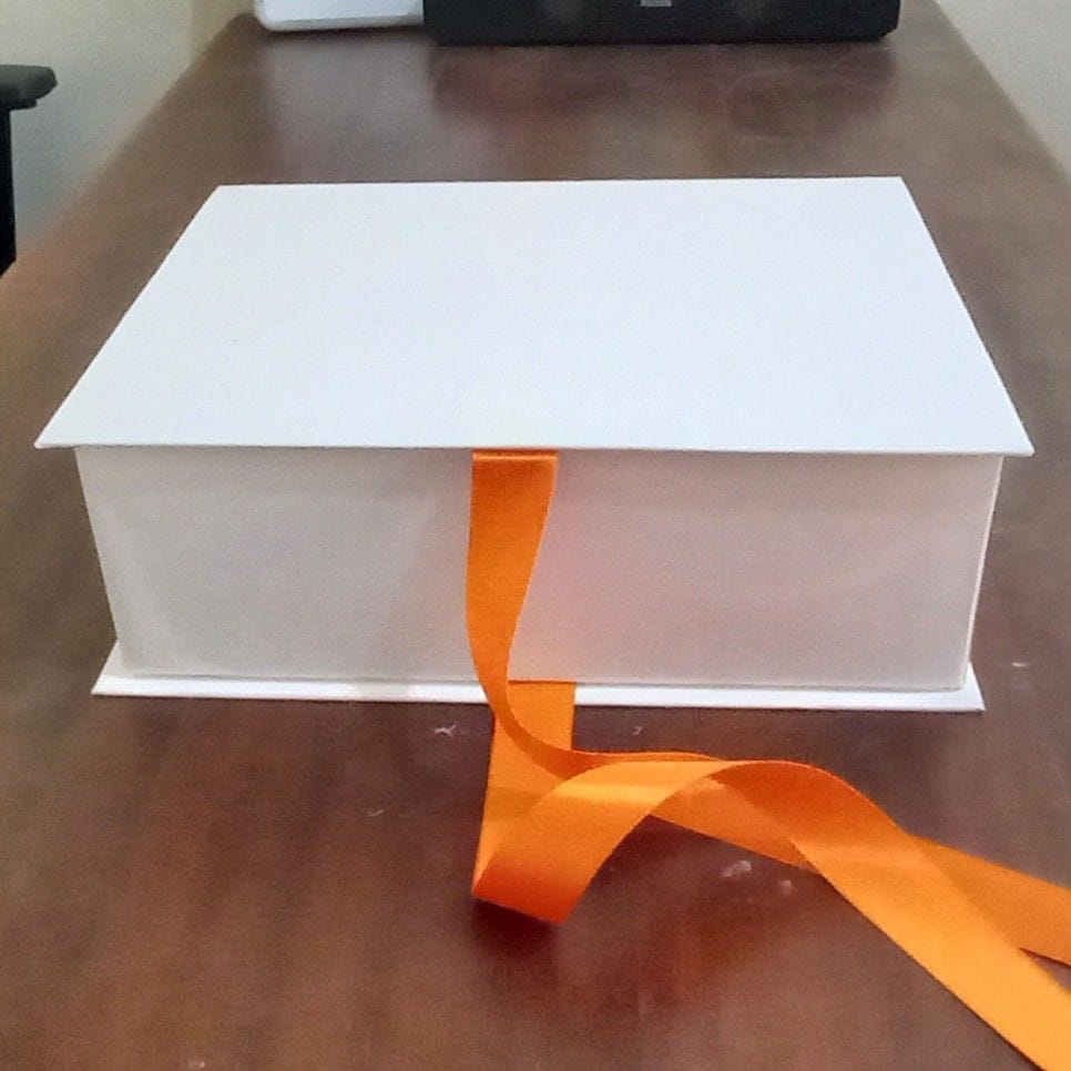 Elegant 11 x 9 x 3.5 Inch Gift Box with Shredded Paper & Permanent Ribbon - Flip to Open
