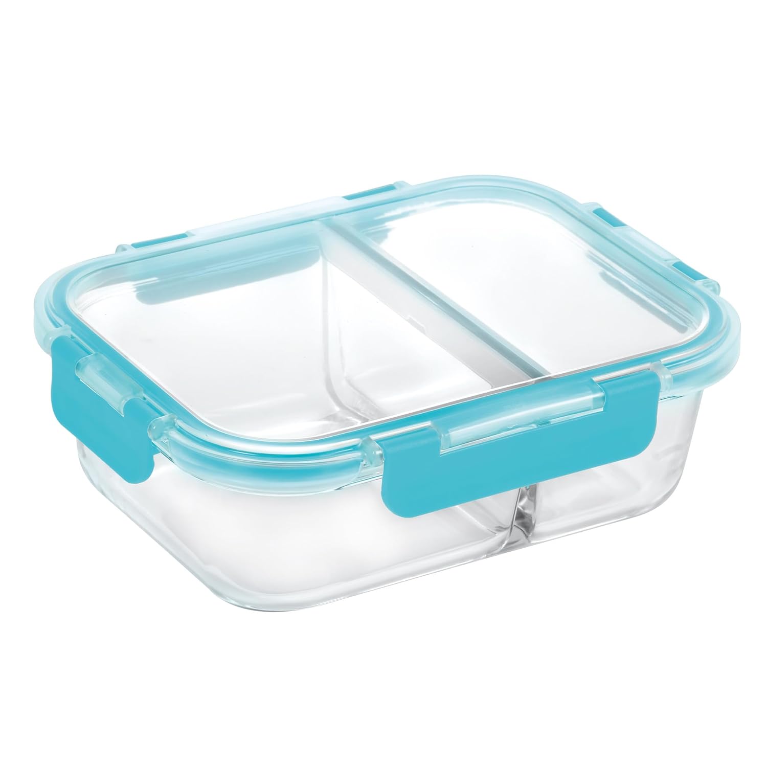 580ML Heat Resistant Glass Partition Portion Control Lunch/Snack Box With Lid