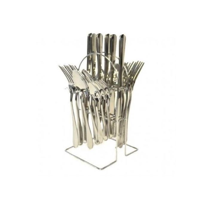 6pcs Napkin Rings for Wedding/Parties/Home&Office Diner Decors Plus 24PCs Cutlery Set