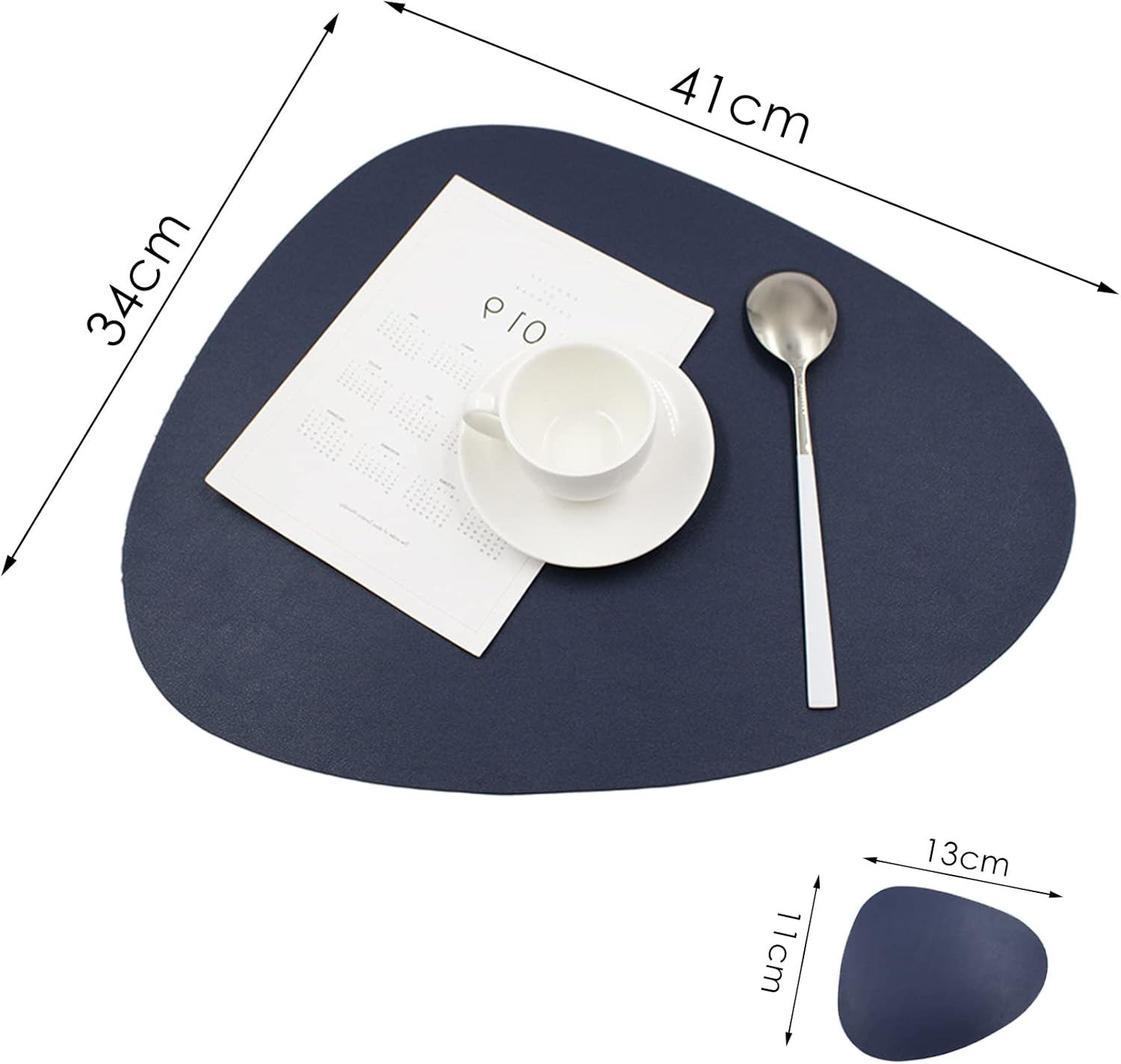 Non-Slip & Oil-Proof 12pcs Quality Leather table mats (6) set with Coasters (6)