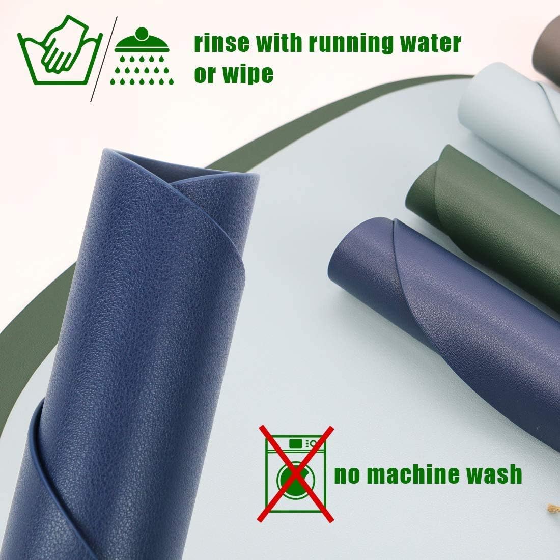 Non-Slip & Oil-Proof 12pcs Quality Leather table mats (6) set with Coasters (6)