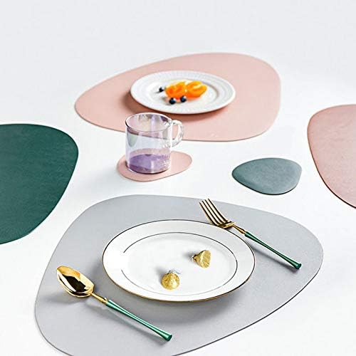 Non-Slip & Oil-Proof 12pcs High Quality Leather table mats (6) set with Coasters (6)