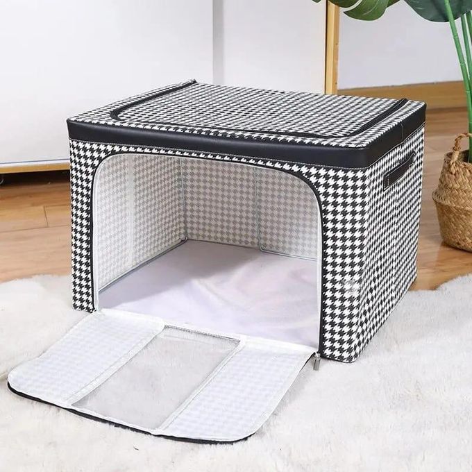Checked Multipurpose Duvet/Closet Foldable Organizer with Steel Frames