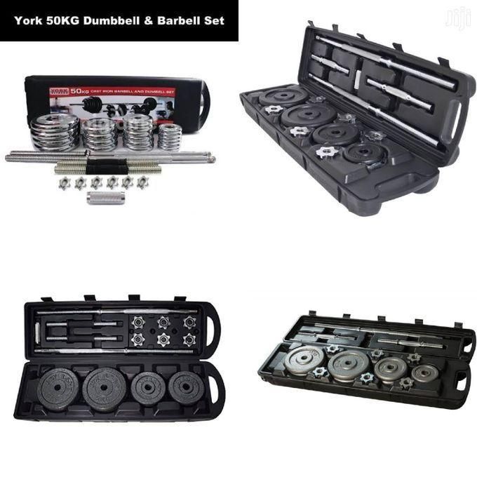 50kg York Barbell and Dumbbell set for WeightLifting/Strength Training