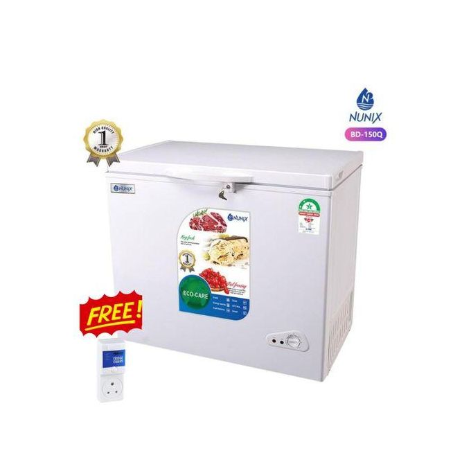 150 L CHEST FREEZER -Nunix 150L Chest Freezer Reliable Quality With FREE Power Fridge Guard 1yr warranty - White Colour