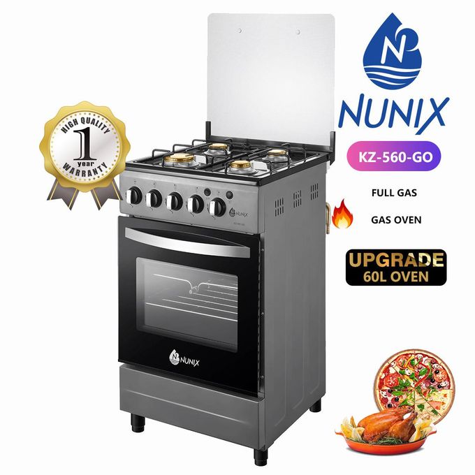 Nunix COOKER 50 BY 55Free Standing 4 Gas Burner Cooker with Gas Oven