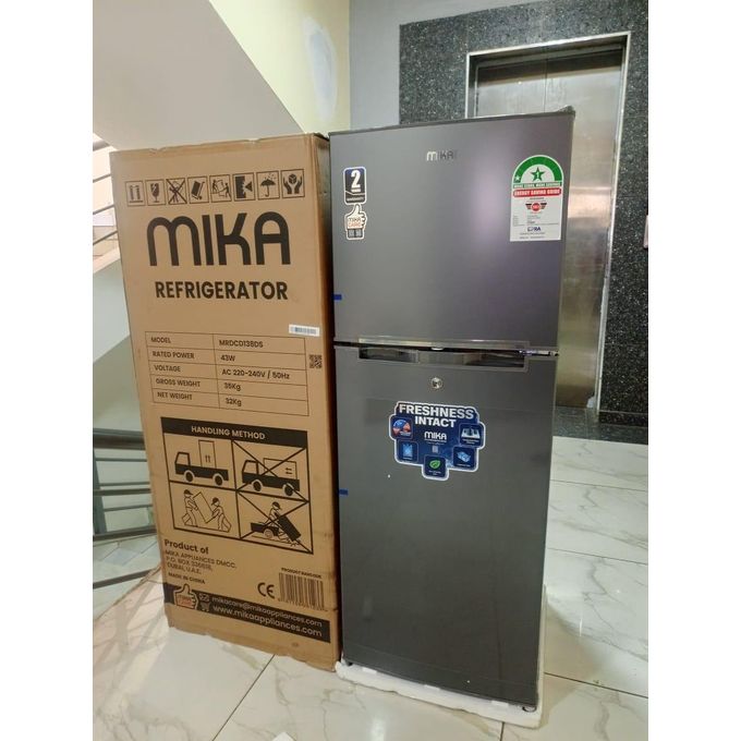 Mika 138 liters large capacity Double door fridge Top mount freezer Defrost