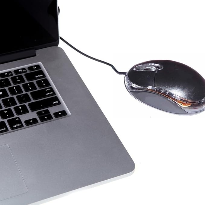 MS118 optical mouse Ultra Portable Wired Mini Mouse , 1000 DPI Optical Tracking, 3-Buttons, PC/Mac/Laptop - Black