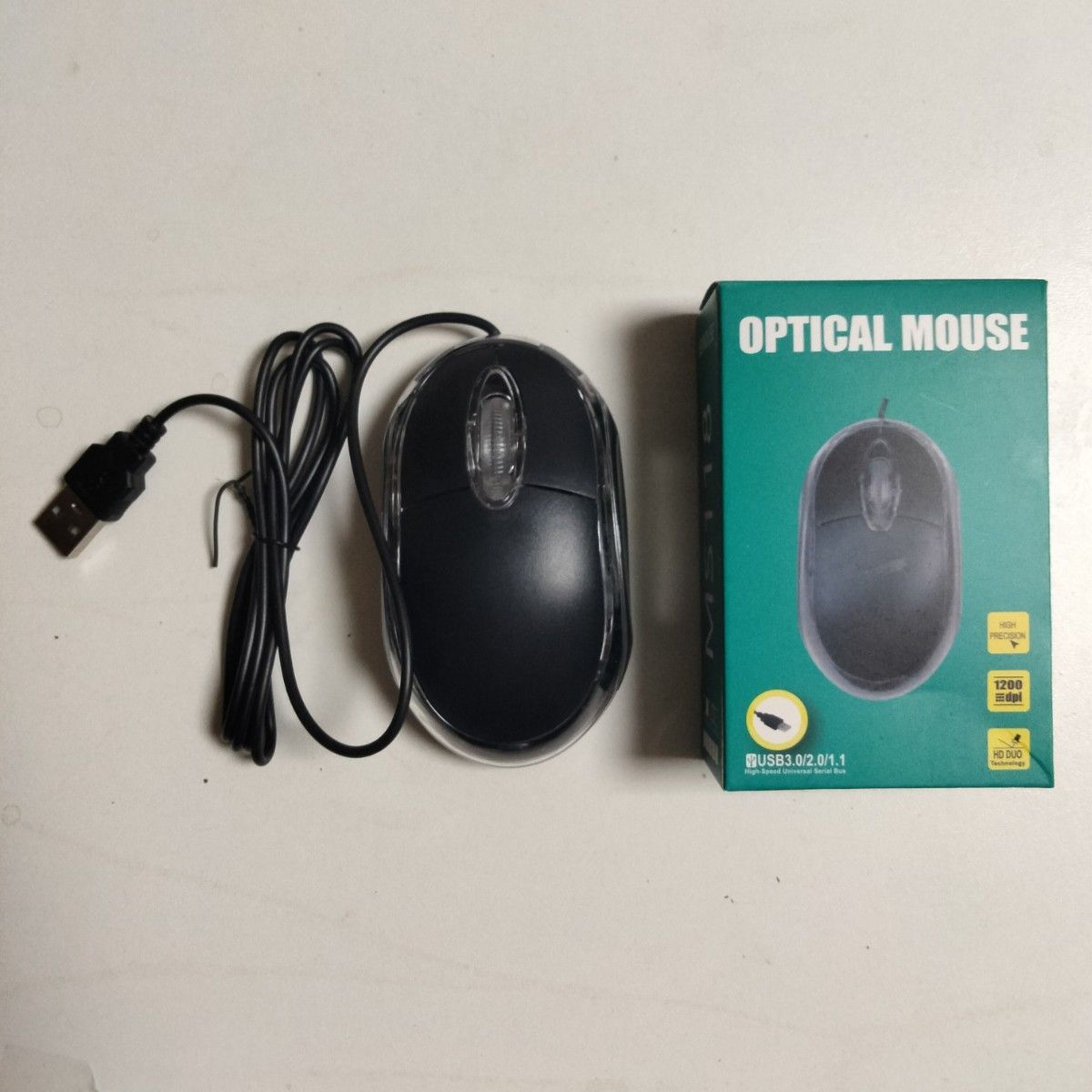 MS118 optical mouse Ultra Portable Wired Mini Mouse , 1000 DPI Optical Tracking, 3-Buttons, PC/Mac/Laptop - Black