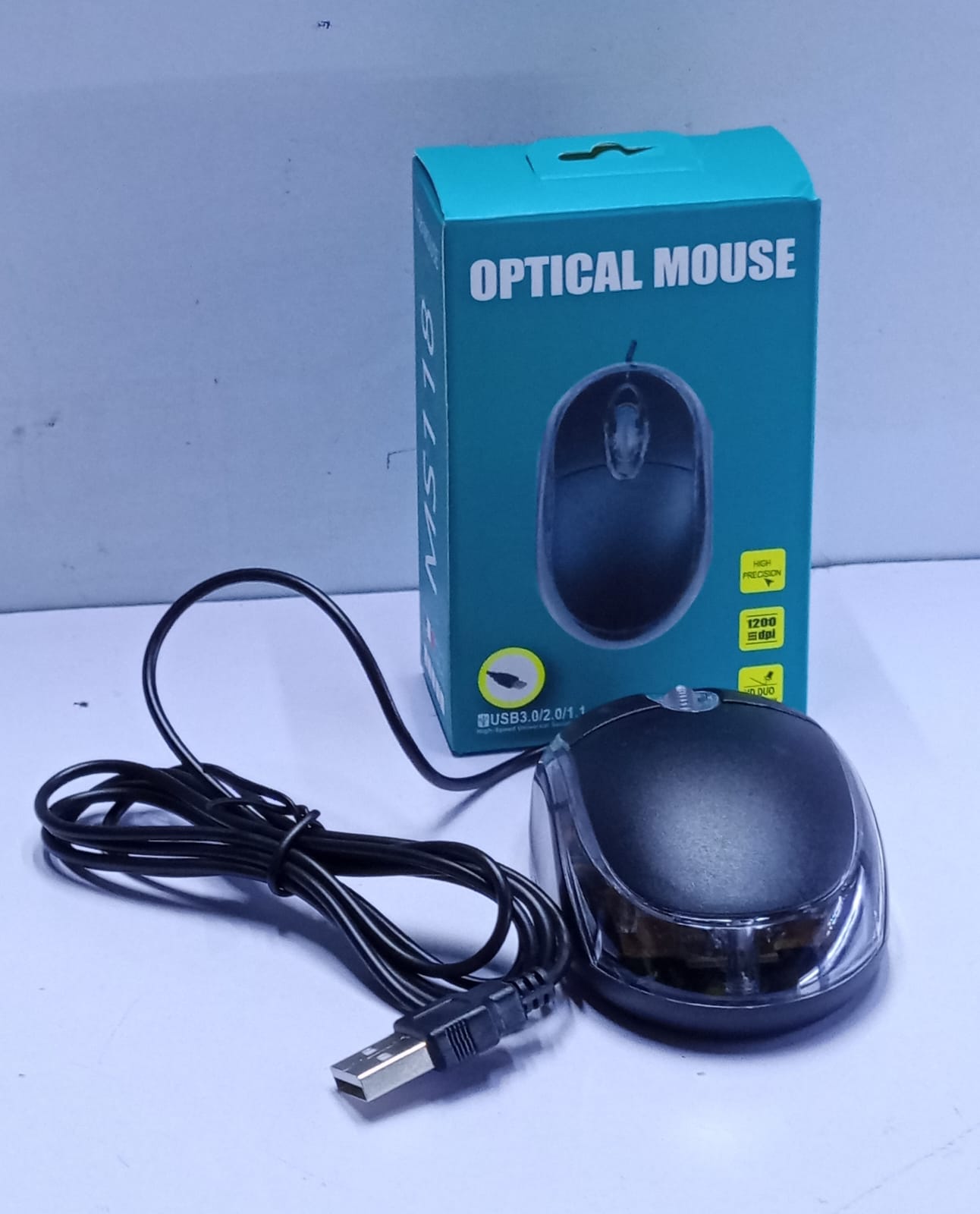 MS118 optical mouse Ultra Portable Wired Mini Mouse , 1000 DPI Optical Tracking, 3-Buttons, PC/Mac/Laptop - Black
