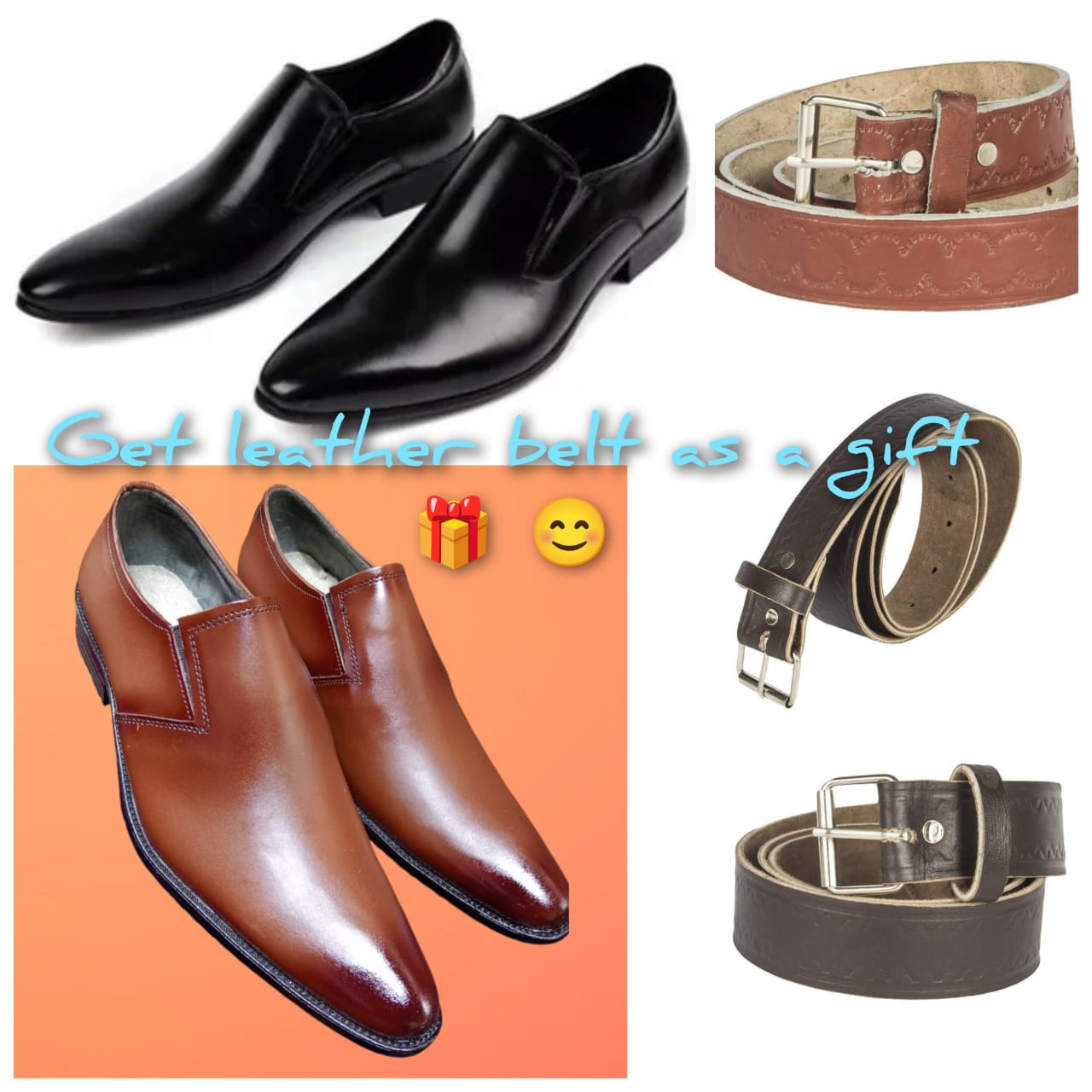 New Business Formal/official Men's ethiopian Leather Shoes plus one pure leather belt as gift.. items will be packed in a box