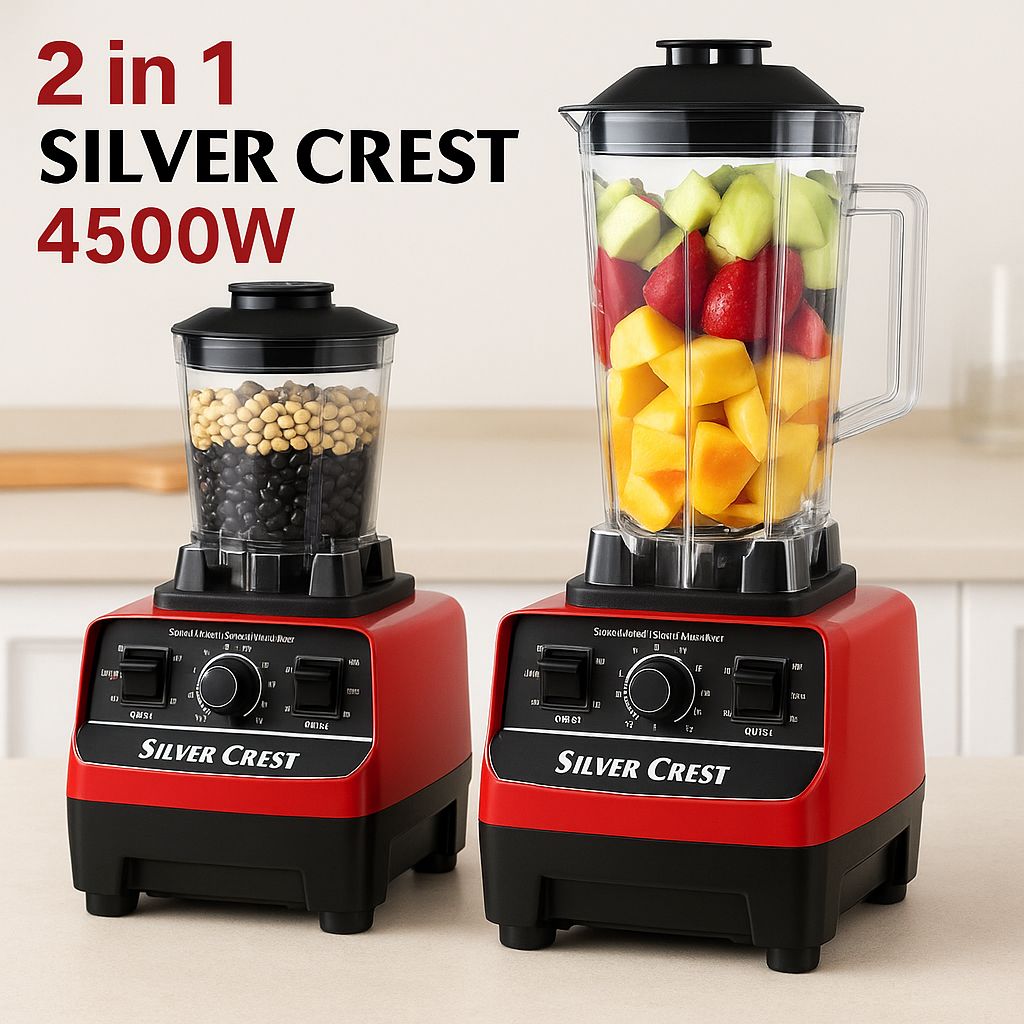 SILVER CREST Commercial Heavy Blender 2 In 1 4500 Watts Double Jug With Grinding Machine And Grinder