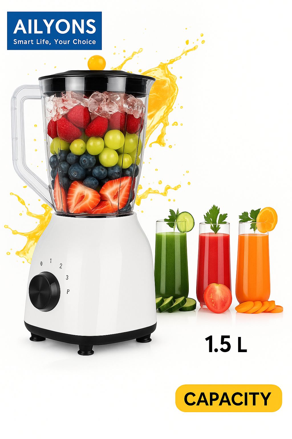 AILYONS 2 In 1 POWERFUL Blender With Blender jug & Grinding Machine 1.5 Ltrs - Quality