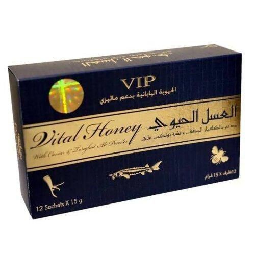 VIP Vital Honey with Caviar & Tongkat Ali Powder – 12 Sachets (15g Each)