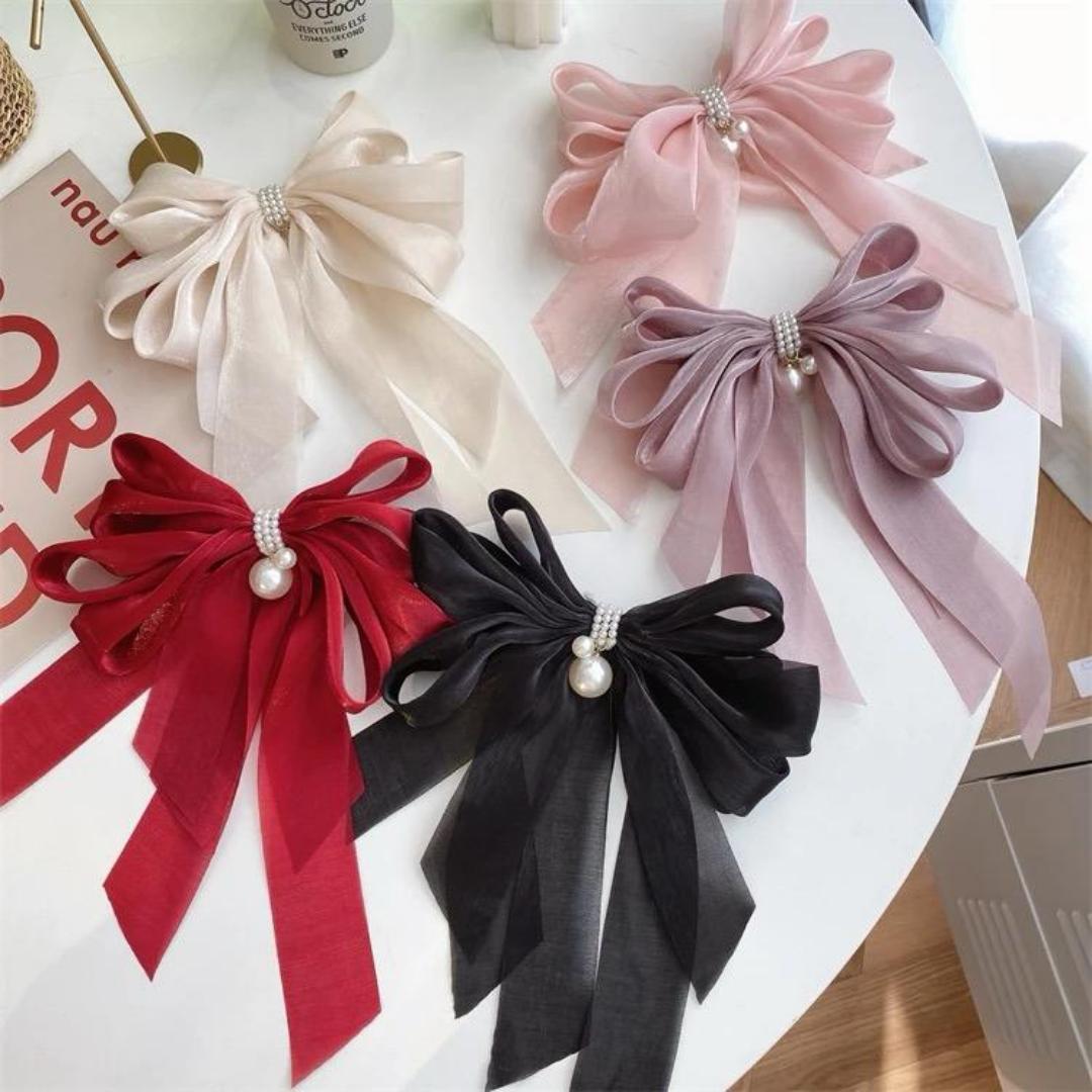 Organza Spring Summer Velvet Super Large Bow
Tie Hair Clip Women's Hair Card Head wear