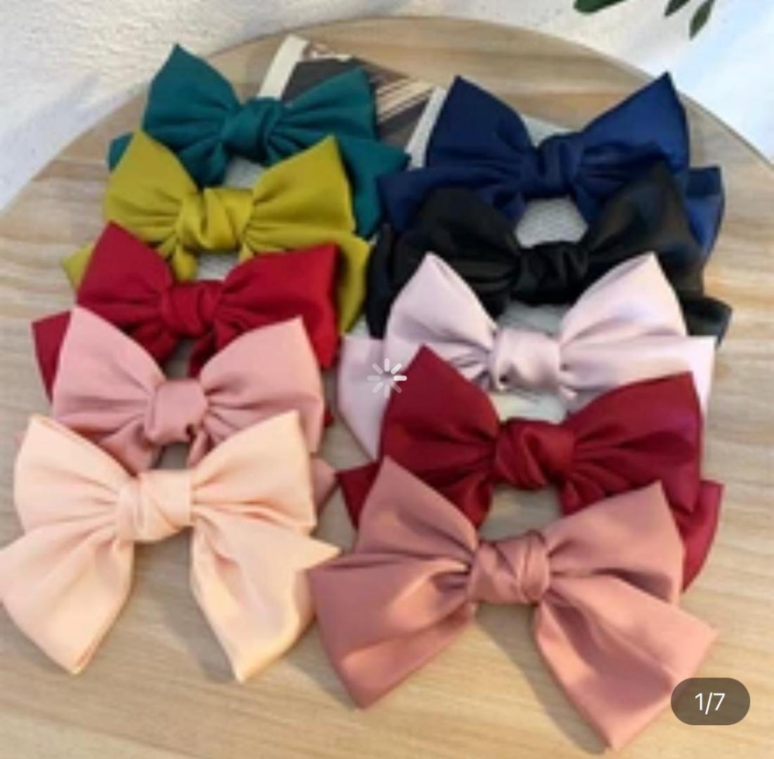 Stocks! Silky Satin Bow Hair Clips Elegant Bows Clip for Girls Women Large Solid Hair Bows Hairpin