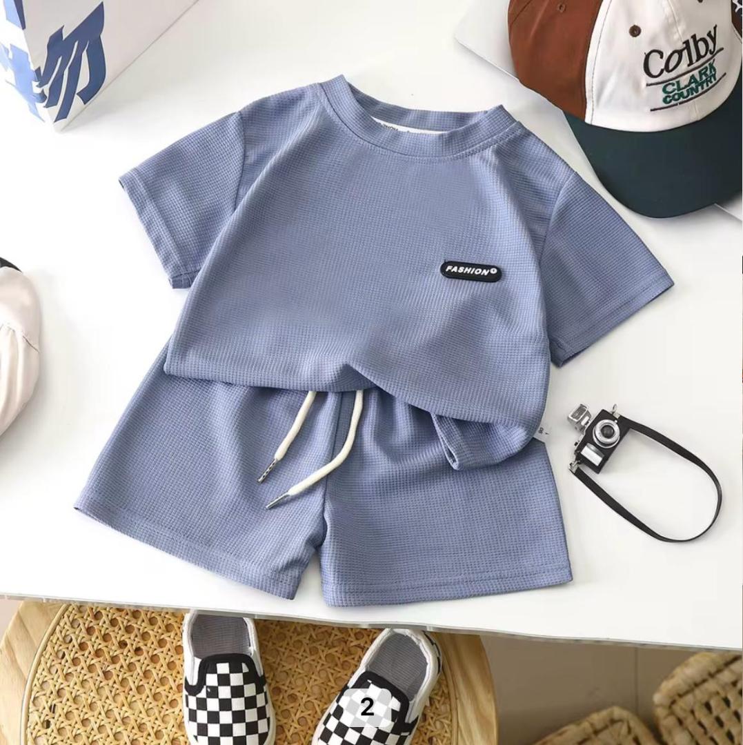 New Children's Clothing Children's Waffle Casual
 Summer Suit Wholesale