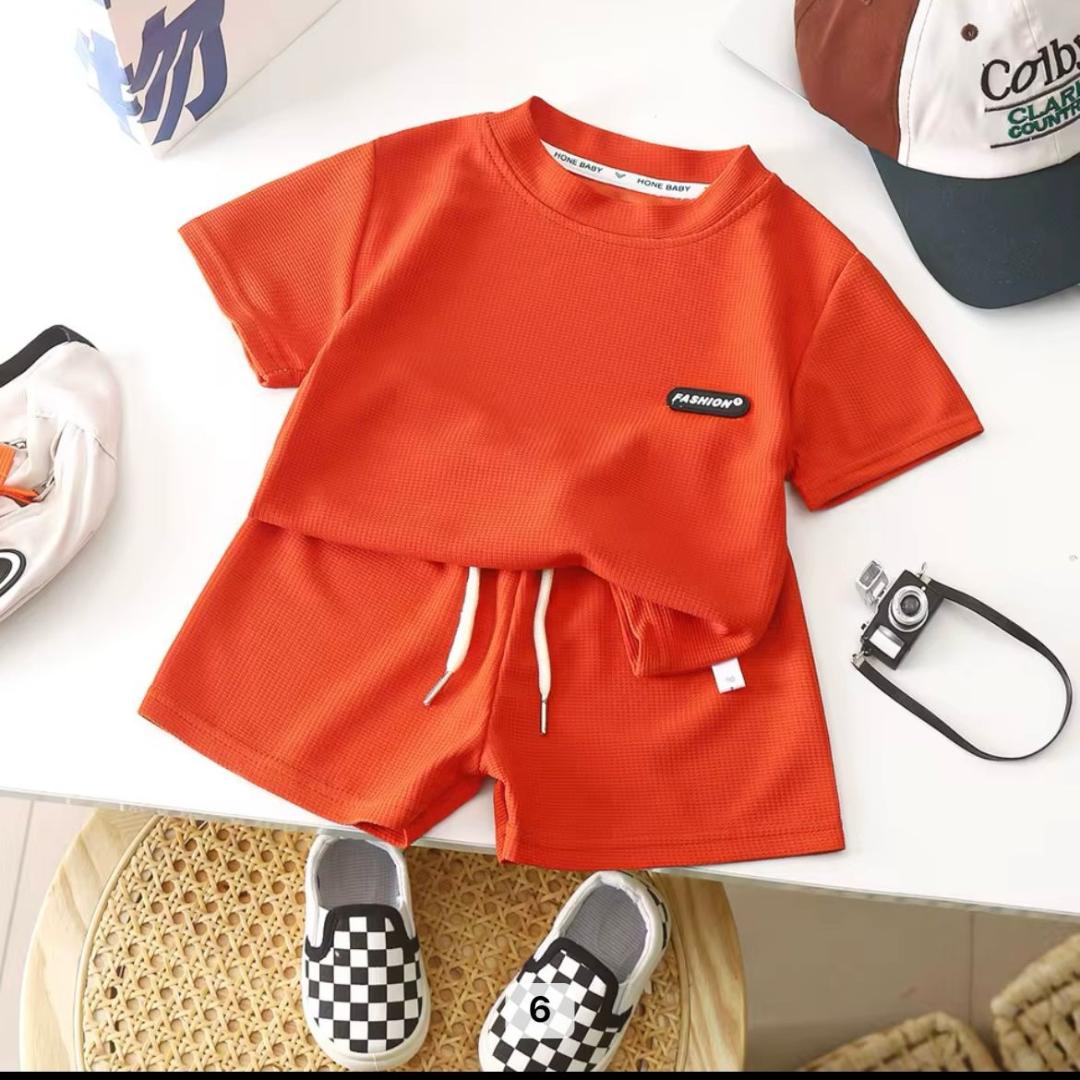 New Children's Clothing Children's Waffle Casual
 Summer Suit Wholesale