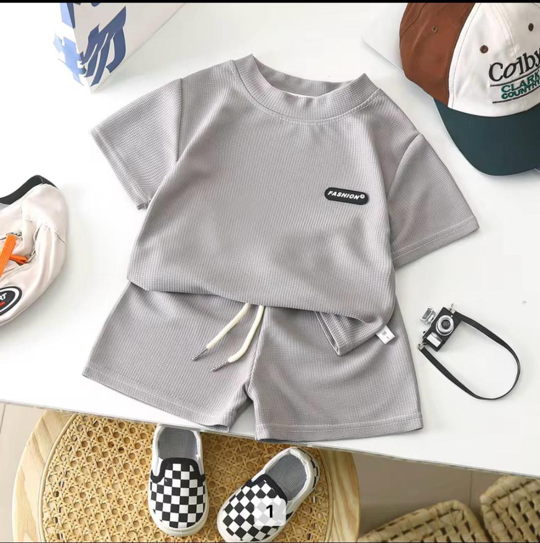 New Children's Clothing Children's Waffle Casual
 Summer Suit Wholesale