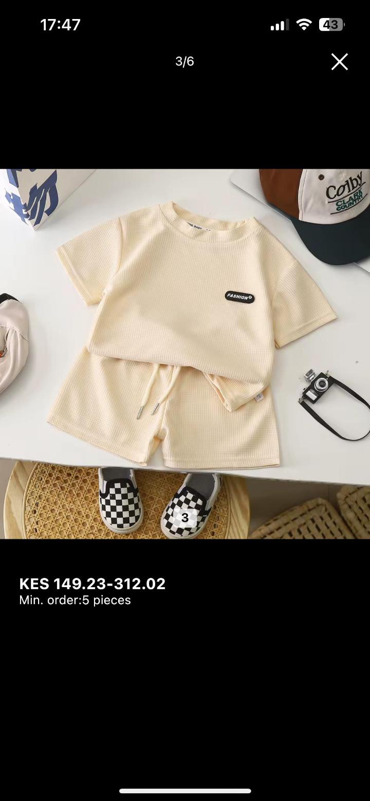 New Children's Clothing Children's Waffle Casual
 Summer Suit Wholesale